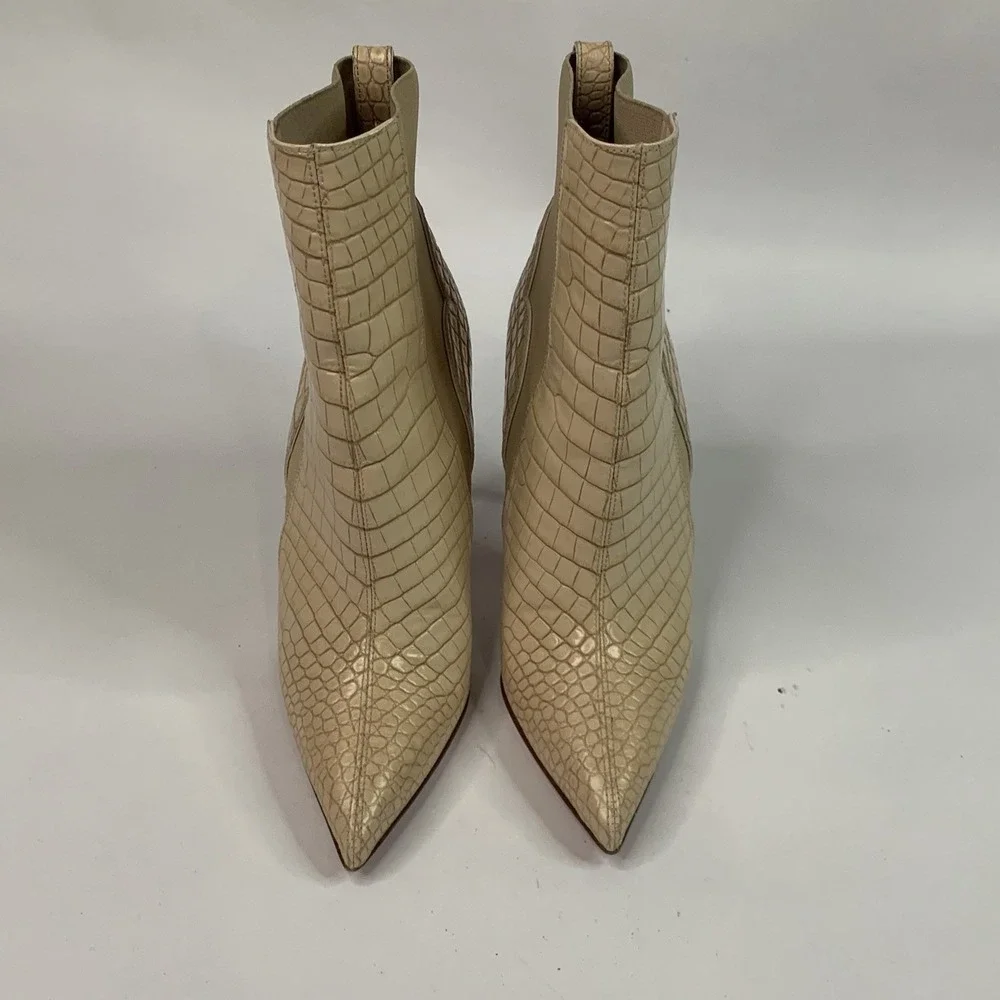 Christian Louboutin Chelsea Chick Booty 100 Calf Mini Crock Boots Leche Size 37 - Picture 3 of 14